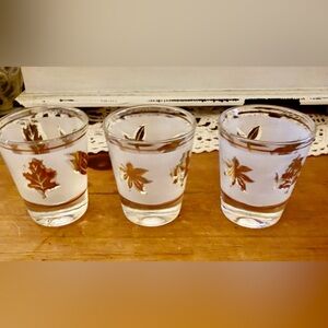 Vintage MCM Libbey "Golden Foliage" pattern shot Glasses